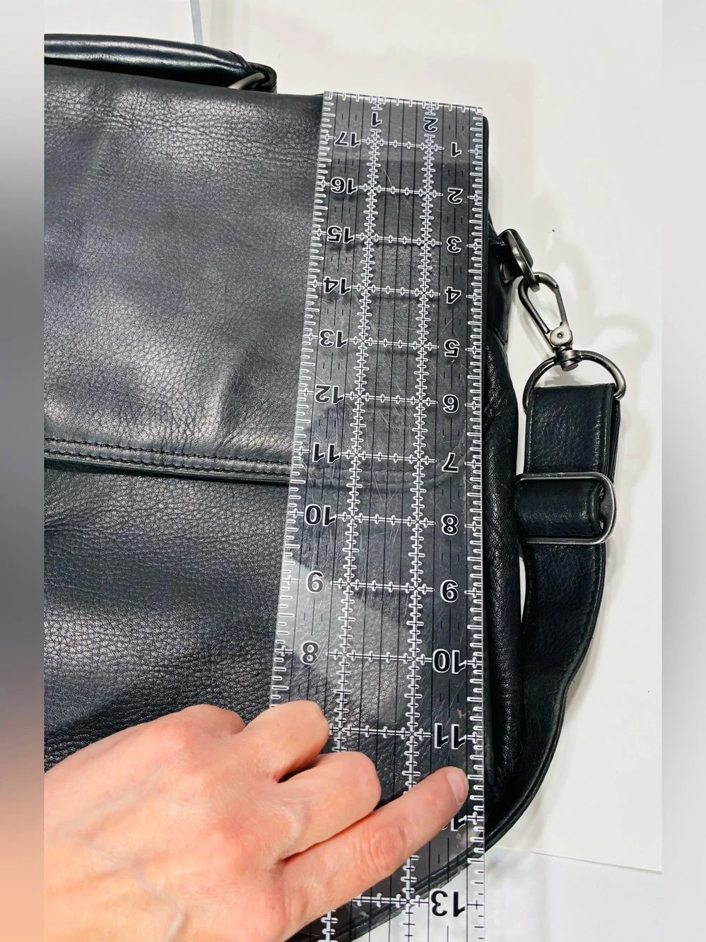 Y2K VTG Kenneth Cole New York Pebbled Leather Laptop Briefcase Bag Black 16x11.5